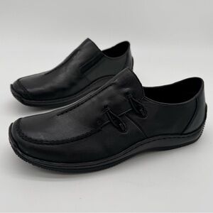 New Rieker Celia 51 Black Leather Slip On Shoe Size 40/8.5-9